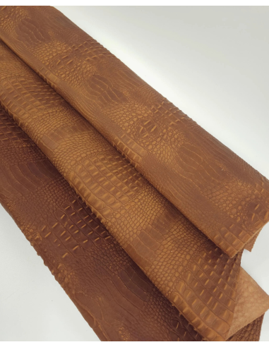 Sudan Brown Vintage Pull Up Crocodile Alligator Leather Embossed Texture Amazing Relief OZ 2018 V2