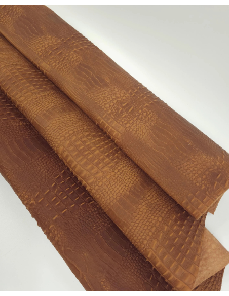 Sudan Brown Vintage Pull Up Crocodile Alligator Leather Embossed Texture Amazing Relief OZ 2018 V2