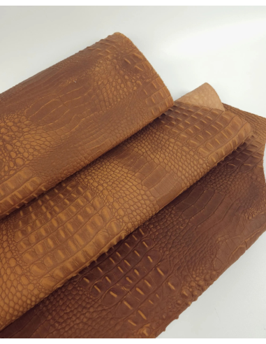 Sudan Brown Vintage Pull Up Crocodile Alligator Leather Embossed Texture Amazing Relief OZ 2018 V2