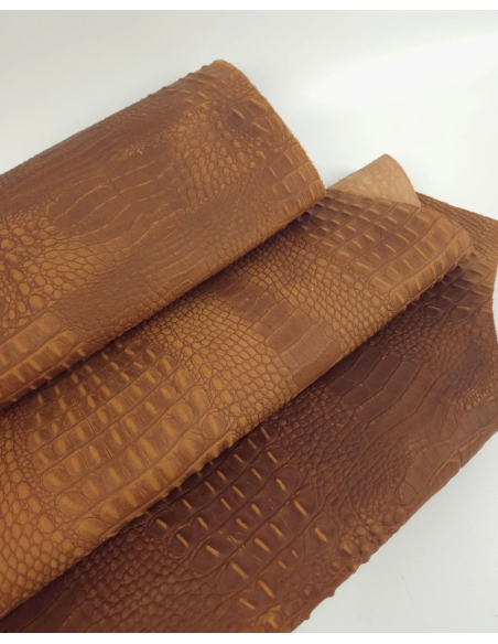 Sudan Brown Vintage Pull Up Crocodile Alligator Leather Embossed Texture Amazing Relief OZ 2018 V2