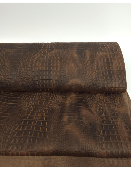 Brunette Vintage Pull Up Crocodile Alligator Leather Embossed Texture Amazing Relief OZ 2018 V2