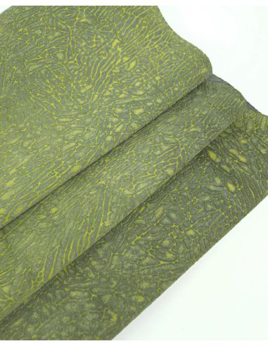 Grey and Lime Elephant Suede Embossed Leather 2021