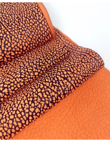 Papaya Orange and Black Elephant LFC Calf Embossed Bicolor
