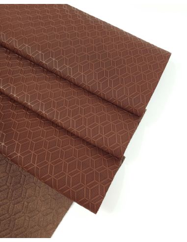 Cambridge Brown Rhombus 3D Embossed Premium Texture Leather