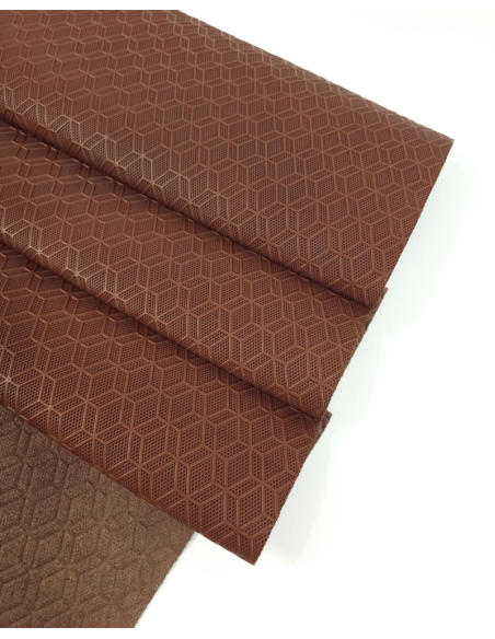 Cambridge Brown Rhombus 3D Embossed Premium Texture Leather
