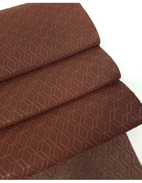 Cambridge Brown Rhombus 3D Embossed Premium Texture Leather