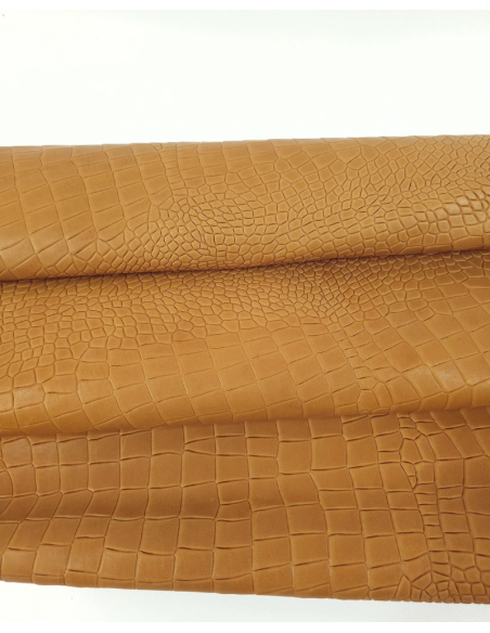 Camel Alligator Leather Embossed Amazing Relief Croco 0Z 1581