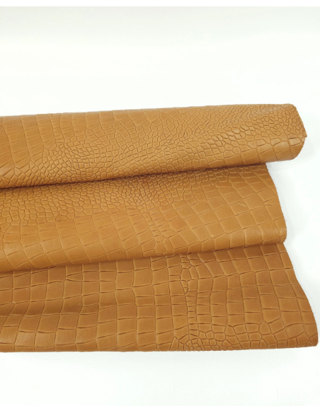 Camel Alligator Leather Embossed Amazing Relief Croco 0Z 1581