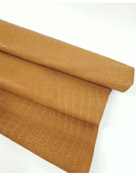 Camel Alligator Leather Embossed Amazing Relief Croco 0Z 1581