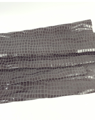 Charcoal Gray Croco Patent Soft Leather