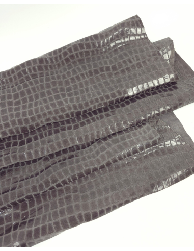 Charcoal Gray Croco Patent Soft Leather