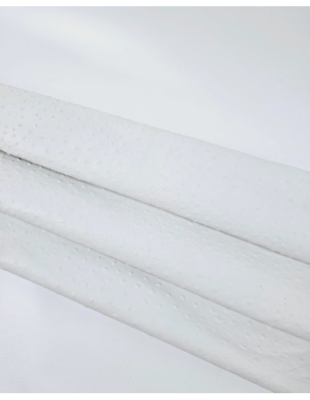White Ostrich Embossed Texture Leather