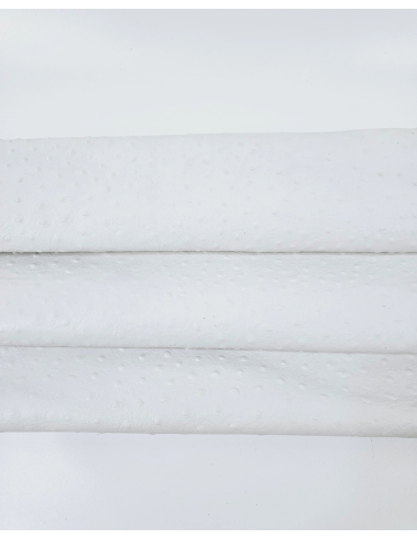 White Ostrich Embossed Texture Leather