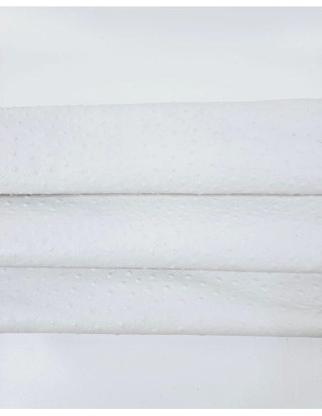 White Ostrich Embossed Texture Leather