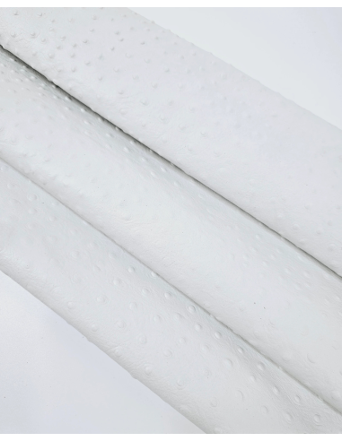 White Ostrich Embossed Texture Leather