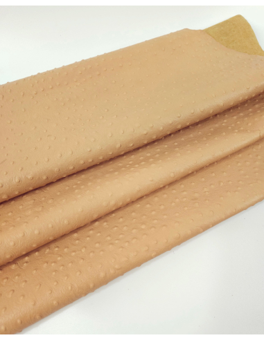 Sheepskin Ostrich Embossed Texture Leather