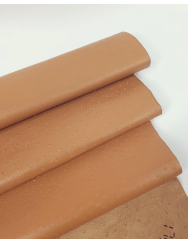 Peach Caramel Ostrich 2024 Embossed Texture Leather