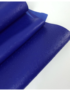 Lapis Blue Ostrich 2024 Embossed Texture Leather