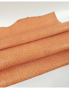 Peach Ostrich Embossed Relief Leather 2