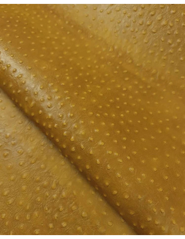 Mustard Ostrich Embossed Relief Leather