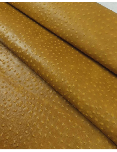 Mustard Ostrich Embossed Relief Leather
