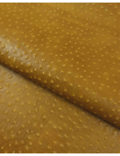 Mustard Ostrich Embossed Relief Leather