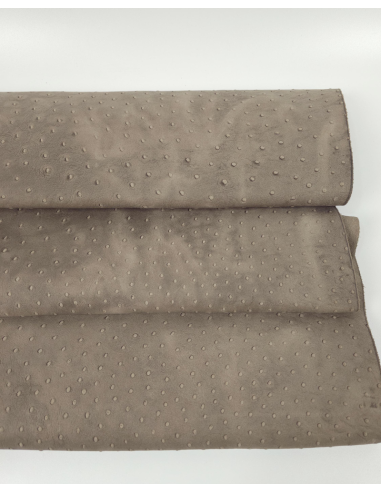 Walnut Vintage Pull Up Ostrich 2024 Embossed Texture Leather