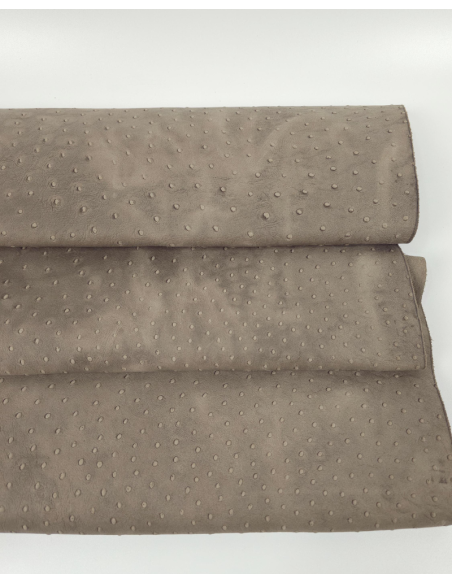 Walnut Vintage Pull Up Ostrich 2024 Embossed Texture Leather