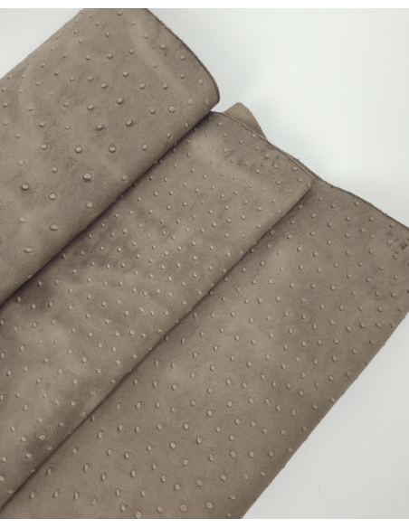 Walnut Vintage Pull Up Ostrich 2024 Embossed Texture Leather