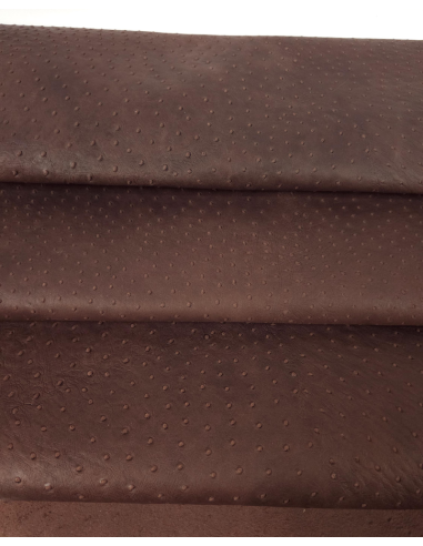 Root Beer Ostrich 2024 Embossed Texture Leather