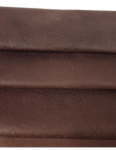 Root Beer Ostrich 2024 Embossed Texture Leather