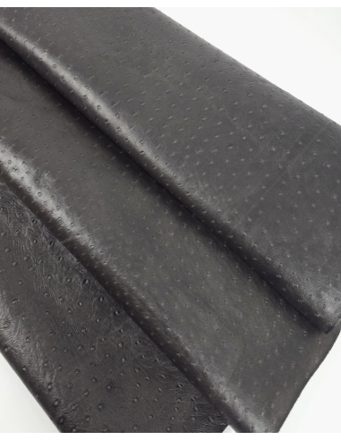Dark Gull Gray Ostrich 2024 Embossed Texture Leather