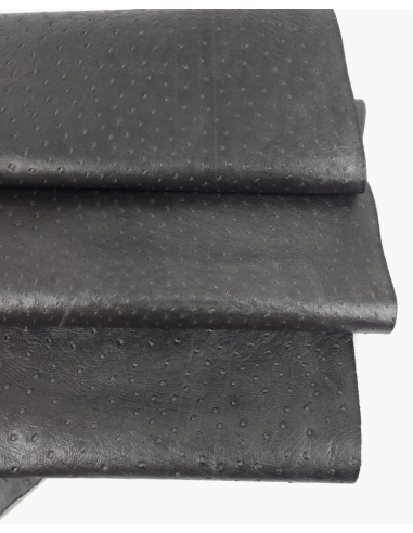 Dark Gull Gray Ostrich 2024 Embossed Texture Leather