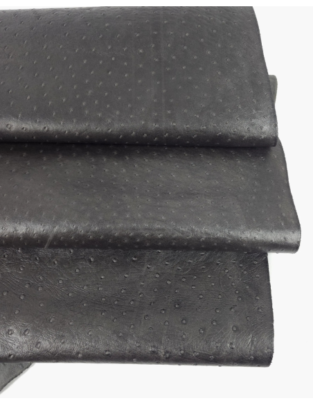 Dark Gull Gray Ostrich 2024 Embossed Texture Leather