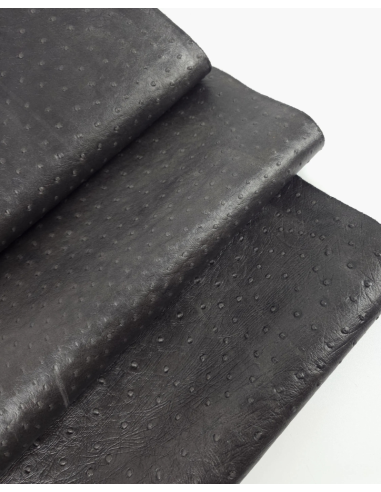 Dark Gull Gray Ostrich 2024 Embossed Texture Leather