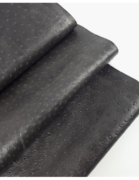 Dark Gull Gray Ostrich 2024 Embossed Texture Leather