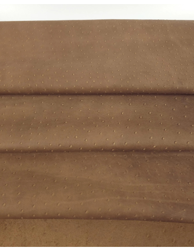 Tobacco Brown Ostrich 2024 Embossed Texture Leather