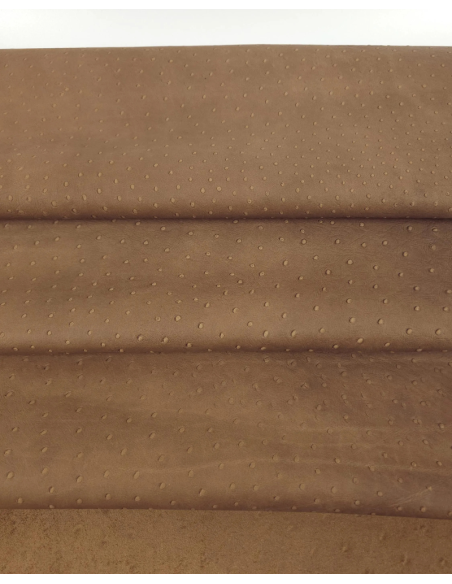Tobacco Brown Ostrich 2024 Embossed Texture Leather