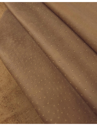 Tobacco Brown Ostrich 2024 Embossed Texture Leather