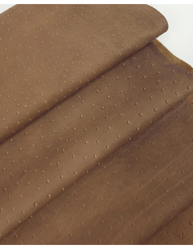 Tobacco Brown Ostrich 2024 Embossed Texture Leather