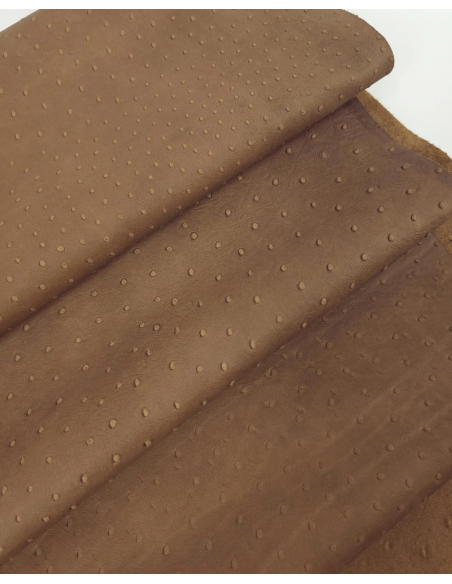 Tobacco Brown Ostrich 2024 Embossed Texture Leather