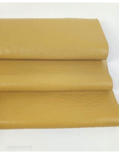 Honey Mustard Ostrich 2024 Embossed Texture Leather