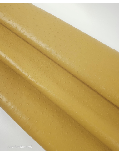 Honey Mustard Ostrich 2024 Embossed Texture Leather