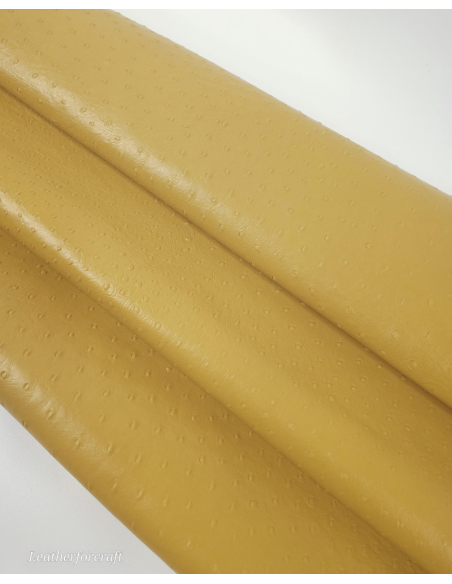Honey Mustard Ostrich 2024 Embossed Texture Leather