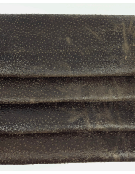 Coffee Quartz Ostrich 2023 Embossed Texture Leather
