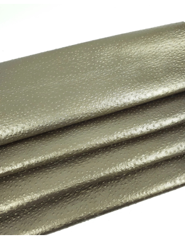 Stone Metallic Ostrich 2023 Embossed Texture Leather