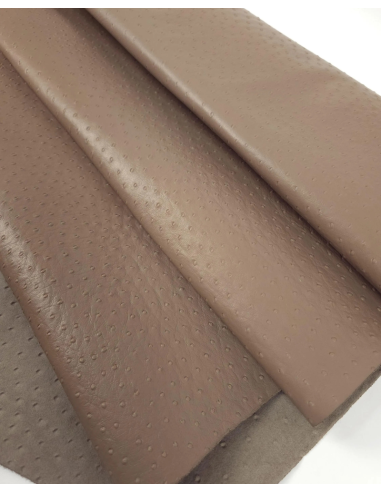 Taupe Gray Ostrich 2024 Embossed Texture Leather