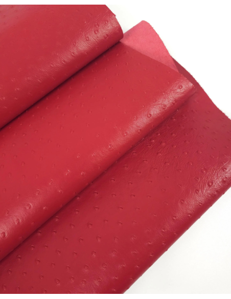 Haute Red Ostrich 2024 Embossed Texture Leather
