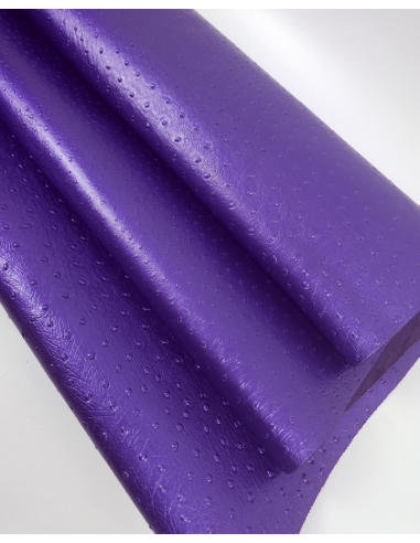 Purple Sapphire Glossy Ostrich 2024 Embossed Texture Leather