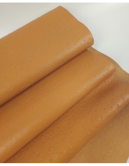 Golden Orange Ostrich 2024 Embossed Texture Leather